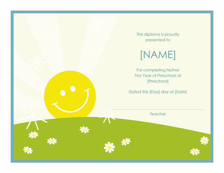 Preschool Certificate Of Completion Template - Free Certificate ...
