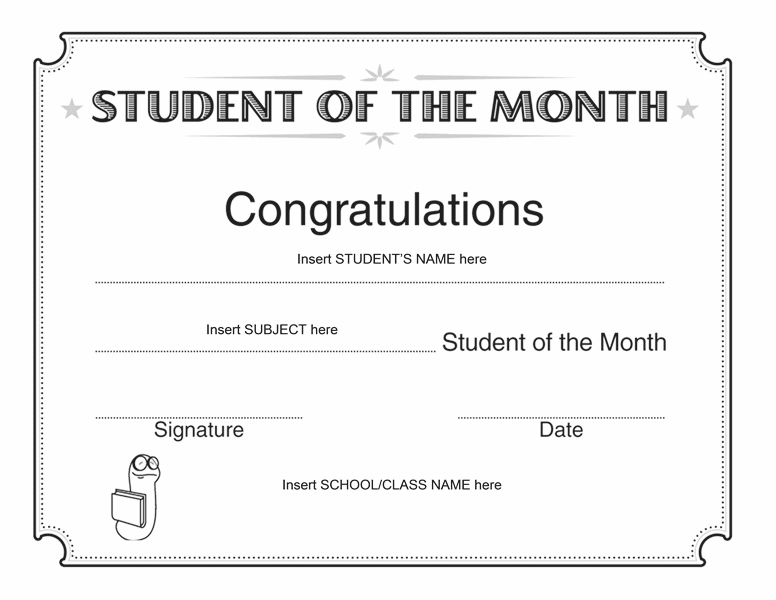 Student Of The Month Certificate Free Certificate Templates In 