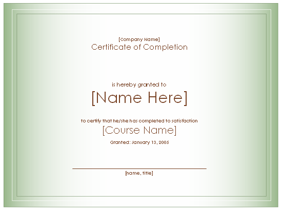 Award Certificate For Completion Of Course