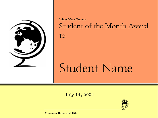 Student Of The Month Award Certificate (elementary)