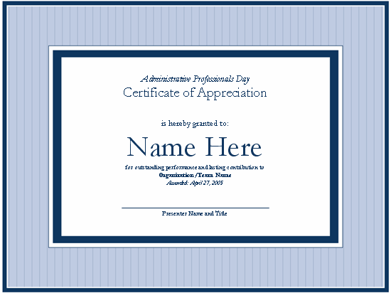 Certificate Of Appreciation For Administrative Professional
