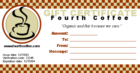 Gift Certificate For Cash Sum With Message