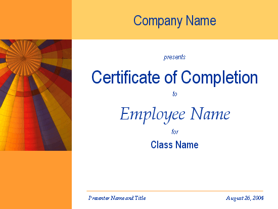 Certificate Of Training Completion