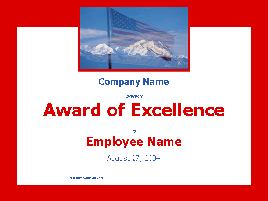 Excellence Award (with Mountains)