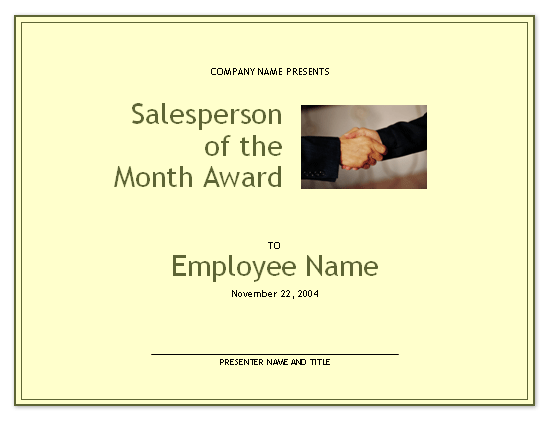 Salesperson Of The Month Award
