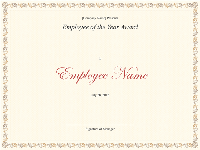 Employee Of The Year Certificate Template Free from templatescertificates.com