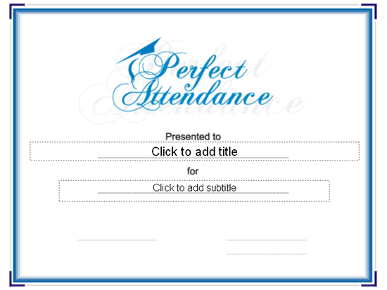 Perfect Attendance Award Certificate
