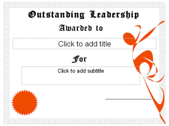 Outstanding Leadership Award Certificate