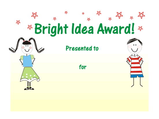 Bright Idea Award Certificate