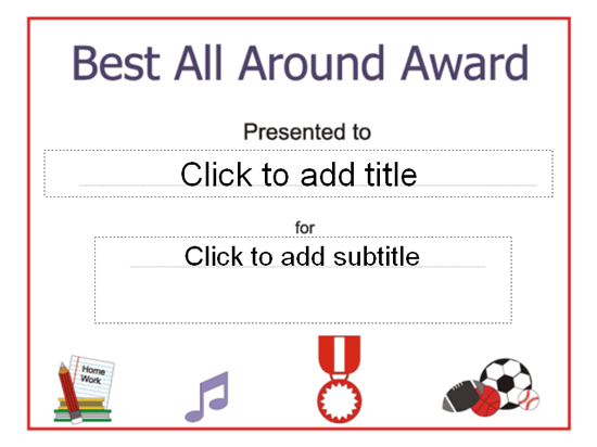Best All Around Award Certificate
