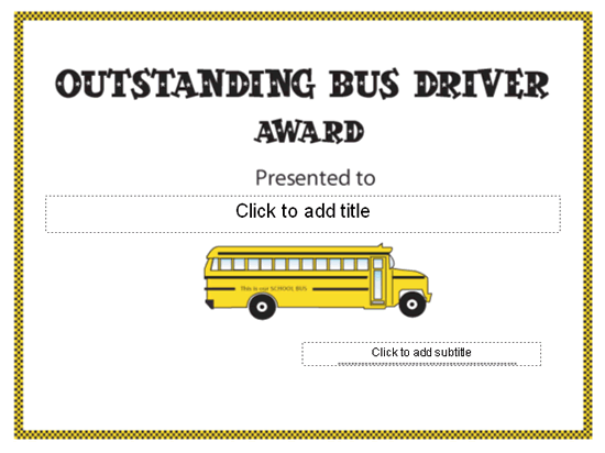 Outstanding Bus Driver Award Certificate
