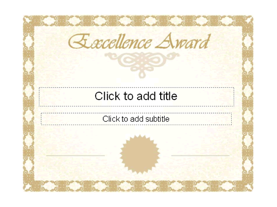 Excellence Award Certificate
