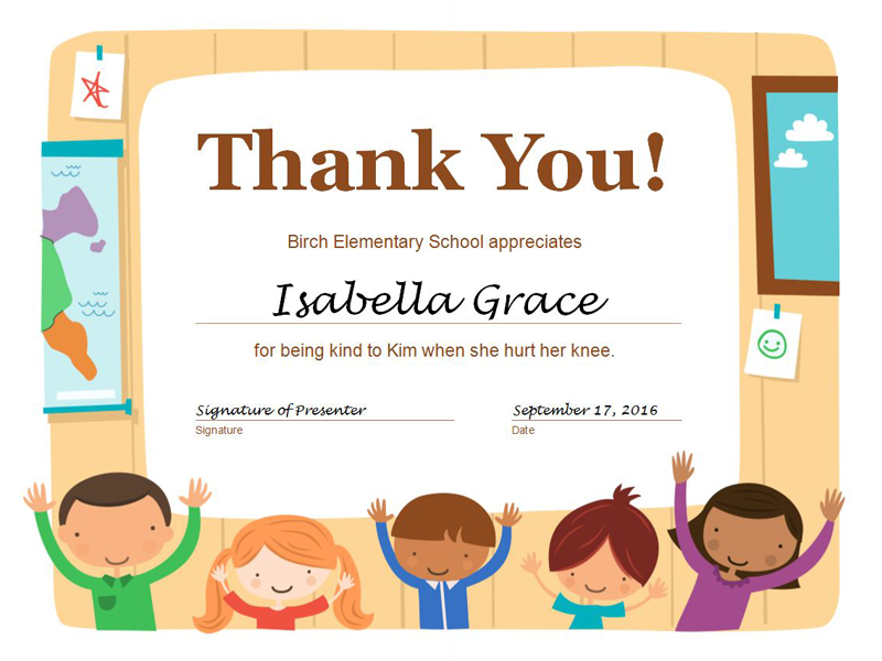 Thank You Certificate