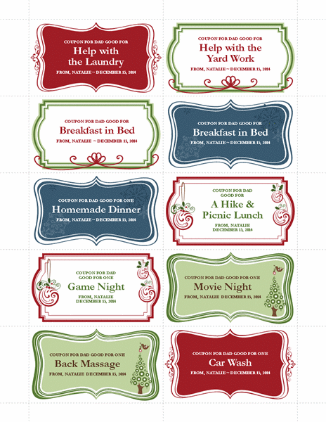 Gift Coupons Template In Vintage Holiday Theme