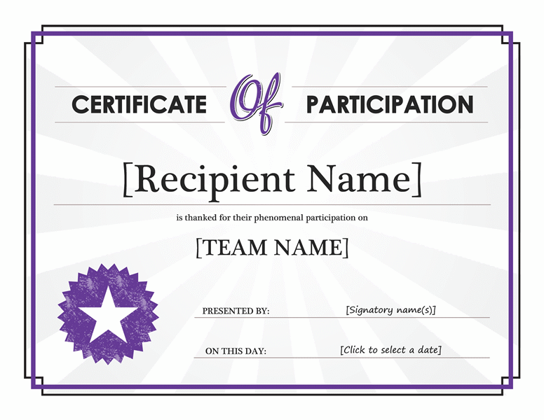 Participation Award Certificate Template from templatescertificates.com