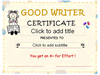 Good Writer Award Certificate