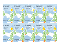 Holiday Gift Coupons In Snow Design With 10 Cards Per Page