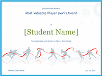 Most Valuable Player Awarding Certificate