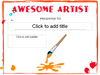 Awesome Artist Award Certificate