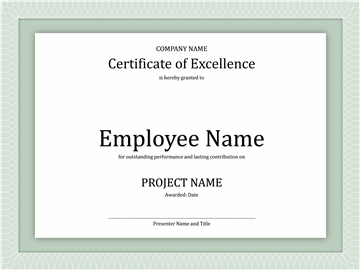 Certificate Of Excellency For Worker