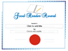 Good Reader Award Certificate