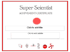 Super Scientist Award Certificate