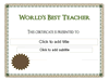 World's Best Teacher Award Certificate